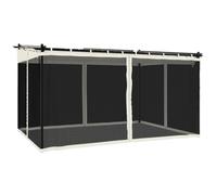 vidaXL Cenador con Paredes de Malla Acero Crema 4x3 m, cenador de jardín, cenador de terraza, pabellón de jardín, cenador de Exterior, pabellón