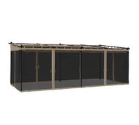 vidaXL Cenador con Paredes de Malla Acero Taupe 6x3 m, cenador de jardín, cenador de terraza, pabellón de jardín, cenador de Exterior, pabellón