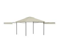 vidaXL Cenador con Tejado Doble Extensible Toldo Parasol Marquesina Pabellón Carpa Gazebo de Jardín Aire Libre Terraza Exterior Fiestas Eventos Crema