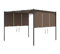 vidaXL Cenador de Jardín con Cortina Lateral Pérgola Patio Toldo Sombrilla Parasol Tienda Carpa Marquesina Desmontable Gris Taupe 3x3x2,25m