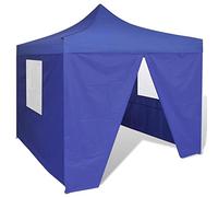 vidaXL Cenador Plegable Azul con 4 Paredes 3x3 m
