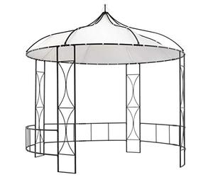 vidaXL Cenador Redondo Carpa de Jardín Tienda al Aire Libre Espacioso Marquesina Exterior Terraza Hogar Gazebo Barbacoas Tipo Blanco