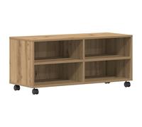 vidaXL Centro de Entretenimiento Moderno de Roble con Estantes Integrados y Ruedas para la Sala de Estar | Elegante Mueble para TV, Mesa Buffet de Madera