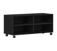 vidaXL Centro de Entretenimiento Moderno de Roble Negro con Mucho Almacenamiento para Sala de Estar y Dormitorio | Dos Estantes de Exhibición Acabado Suave Diseño Elegante Mueble Consola Soporte de TV