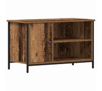 vidaXL Mueble de TV de madera maciza de roble rústico, centro de entretenimiento con detalles de metal, amplio almacenamiento, para sala de estar, acabado marrón mate, uso en interiores