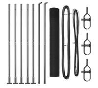 vidaXL Cerca de Alambre Soldado con 7 Postes flangados Gris 12X10 m Acero para instalación de cercados de jardín y Exteriores Sistema de Seguridad Duradero de PVC