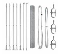 vidaXL Cerca de alambre soldado con 7 postes flangeados 10 x 1.2 m Acero galvanizado, duradera, diseño industrial para necesidades de instalación de cercas exteriores, jardín, larga duración, hogar