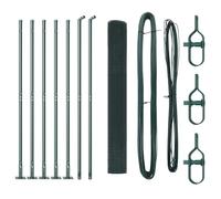 vidaXL Juego de Postes de Cerca Verde con Rollo de Malla 10 X 1 m Duradero Metal Diseño Tradicional para Instalación de Cercado Exterior Solución de Jardín Postes Recubiertos en Polietileno
