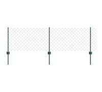vidaXL Cerca de Cadena con 10 postes en verde, 0.6 x 10 m de acero | Solución completa de cerca de jardín duradera y resistente a los UV para uso exterior. Barrera para terrazas, panel personalizable