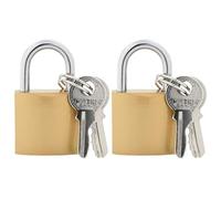 vidaXL Cerradura en U con llaves 2 piezas de hierro de latón, cerradura en U, resistente a la intemperie, rectangular, candado duradero, almacenamiento seguro, seguridad de hierro, compacto, solución