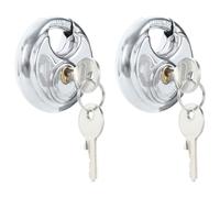 vidaXL Cerraduras tipo disco con llaves 2 pcs Plateado 6 x 2.3 x 6 cm, Muebles de oficina, diseño circular, estilo transicional, materiales duraderos para espacios de trabajo modernos, funcional y es