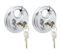 vidaXL Cerraduras tipo disco con llaves 2 pcs Plateado 8 x 2.8 x 8 cm, Soluciones para oficinas, diseño circular, espacios transicionales, materiales duraderos para entornos de trabajo eficientes y c