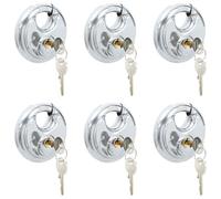 vidaXL Cerraduras tipo disco con llaves 6 pcs Plateado 8 x 2.8 x 8 cm, Oficina, diseño circular, tendencias transicionales para espacios de trabajo duraderos, diseños eficientes y estéticas funcional