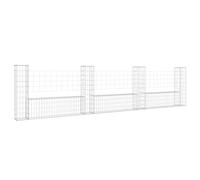 vidaXL Cesta de Gaviones Forma de U 4 Postes Patio Jardín Exterior Jardinera Planta Valla Cama Vegetal Decoración Estable de Hierro 380x20x100 cm