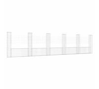 vidaXL Cesta de Gaviones Forma de U 6 Postes Patio Jardín Exterior Jardinera Planta Valla Cama Vegetal Decoración Estable de Hierro 620x20x150 cm