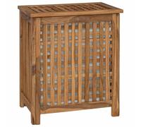 vidaXL Cesta de lavandería natural 50 x 35 x 60 cm, madera de teca maciza,