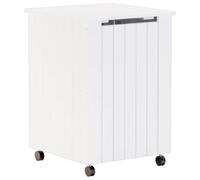 vidaXL Cesta Ropa Sucia con Ruedas Rana Madera Pino Blanca 45x45x64 cm