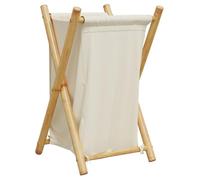 vidaXL Cesto de la Ropa Sucia de bambú Blanco Crema 41,5x36x63,5 cm