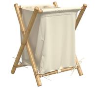 vidaXL Cesto de la ropa sucia de bambú blanco crema 45x55x63,5 cm