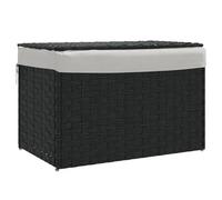 vidaXL Cesto de Ropa Sucia con Tapa, Cesta con Asa Bolsa Interior Extraíble, Cesto para Colada, Cesta Plegable, Ratán Sintético Negro