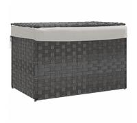 vidaXL Cesto de Ropa Sucia con Tapa, Cesta con Asa Bolsa Interior Extraíble, Cesto para Colada, Cesta Plegable, Ratán Sintético Gris