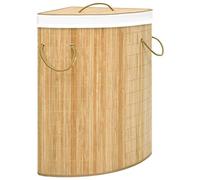 vidaXL Cesto de Ropa Sucia de Esquina, Cesta Rectangular con Asa, Cesto Portátil para Colada, Cesta Plegable para Salón Baño, Bambú 60 L