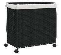 vidaXL Cesto para Ropa Sucia con Ruedas ratán Negro 60x35x60,5 cm