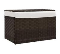 vidaXL Cesto para Ropa Sucia con Tapa, Cesta con Asa Bolsa Interior Extraíble, Cesto para Colada, Cesta Plegable, Ratán Marrón Oscuro