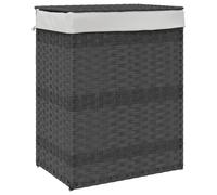 vidaXL Cesto para Ropa Sucia con Tapa ratán sintético Gris 46x33x60 cm