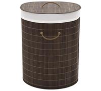 vidaXL Cesto Ropa Sucia Bambú Ovalado Marrón Oscuro Canasto Colada Lavandería