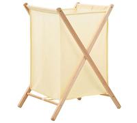 vidaXL Cesto Ropa Sucia Madera Cedro y Tela Beige 42x41x64 cm Almacenamiento