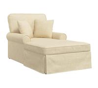 vidaXL Chaise Lounge con Falda con cojín Crema 91 x 157 x 91 cm Tela, Sala, Rectangular, diseño Moderno, Material Transpirable, Muebles, con Estilo, Funcional, cómodo, versátil