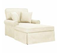 vidaXL Chaise Lounge con Falda Crema 91 x 157 x 91 cm Tela Estriada, Sala de Estar, Rectangular, Moderno, Duradero, Ideas para mobiliario cómodo y con Estilo, para Cualquier Espacio contemporáneo