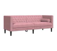 vidaXL Sofá Chesterfield 3 plazas con Cojines Terciopelo Rosa, sofá, sofá de salón, sofá de Terciopelo, sofá tapizado, sofá para 3 Personas