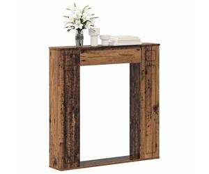 vidaXL Chimenea rodeada de madera vieja de 100 x 20 x 100 cm, madera de ingeniería, sala de estar, dormitorio, pasillo, rectangular, moderna, decoración elegante, fácil instalación, diseño funcional