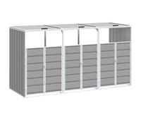 vidaXL Cobertizo de 3 contenedores Basura Acero Gris 216x81x115 cm, cobertizo para Cubos de Basura, cobertizo de Cubos para Exterior, caseta para Cubos de Basura