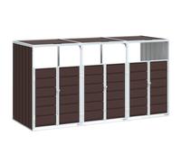 vidaXL Cobertizo de 3 contenedores Basura Acero marrón 216x81x115 cm, cobertizo para Cubos de Basura, cobertizo de Cubos para Exterior, caseta para Cubos de Basura