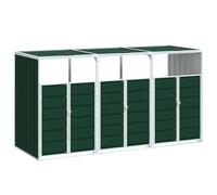 vidaXL Cobertizo de 3 contenedores basura acero verde 216x81x115 cm, cobertizo para cubos de basura, cobertizo de cubos para exterior, caseta para cubos de basura