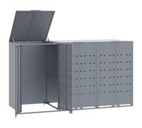 vidaXL Cobertizo de 3 contenedores de Basura Acero Gris 207x79x117 cm, cobertizo de Cubos para Exterior, caseta para Cubos de Basura, cobertizo de Cubos de Reciclaje