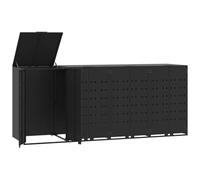 vidaXL Cobertizo de 4 contenedores de basura acero negro 276x79x117 cm, cobertizo de cubos para exterior, caseta para cubos de basura, cobertizo de cubos de reciclaje