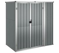 vidaXL Cobertizo de Herramientas Accesorio Patio Cubierta Organizador Espacio Almacenamiento Caseta con Puerta Acero Galvanizado Gris
