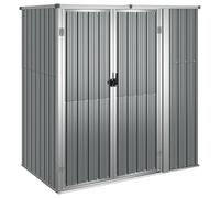 vidaXL Cobertizo de Herramientas Accesorio Patio Cubierta Organizador Espacio Almacenamiento Caseta con Puerta Acero Galvanizado Gris