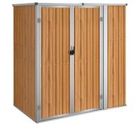 vidaXL Cobertizo de Herramientas Accesorio Patio Cubierta Organizador Espacio Almacenamiento Caseta con Puerta para Casa Acero Galvanizado Marrón
