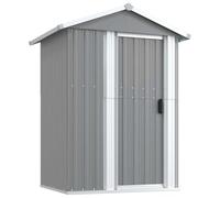 vidaXL Cobertizo de jardín Acero galvanizado Gris 126x97,5x177 cm, cobertizo de jardín para Herramientas, cobertizo de Exteriores, caseta para Herramientas de jardín