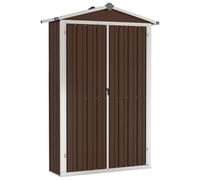 vidaXL Cobertizo de Jardín Paito Casata Casetilla Almacenamiento de Herramienta Almacenaje Exterior Acero Galvanizado Marrón 116x45x175 cm