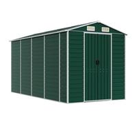 vidaXL Cobertizo de jardín Acero galvanizado Verde 191x385x198 cm