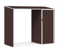 vidaXL Cobertizo de Jardín Cabaña de Troncos Patio Caseta Almacenamiento Herramientas Equipos Resistente de Leña Marrón Acero Galvanizado