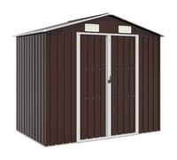 vidaXL Cobertizo de Jardín Cabaña de Troncos Patio Caseta Arrojar Plane Almacenamiento Herramientas Equipos Resistente Acero Galvanizado Marrón