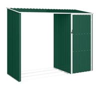 vidaXL Cobertizo de Jardín Cabaña de Troncos Patio Caseta Arrojar Plane Almacenamiento Herramientas Equipos Resistente de Leña Verde Acero Galvanizado
