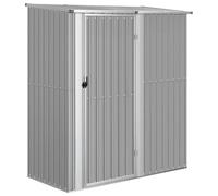 vidaXL Cobertizo de Jardín Cabaña Troncos Armario Herramientas Almacenamiento Exterior Patio Aire Libre Acero Galvanizado Gris 180,5x97x209,5cm
